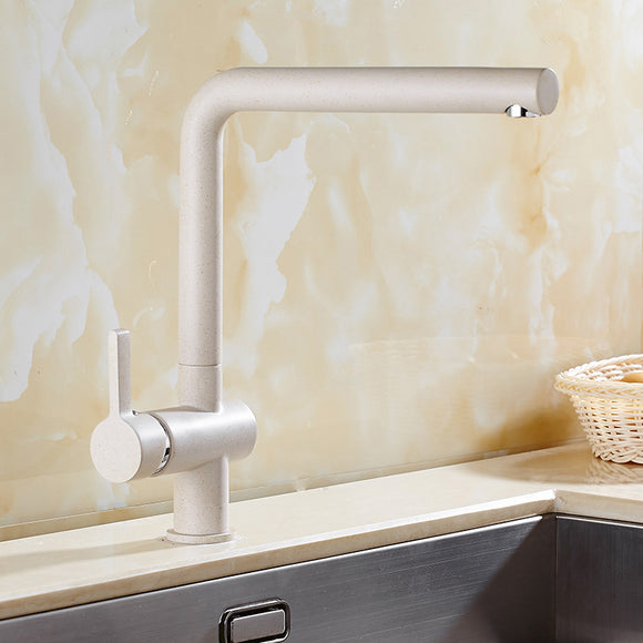 Oatmeal Color Brass 360 Rotation Kitchen Faucet Hot & Cold Swivel Spout Basin Sink Mixer Taps