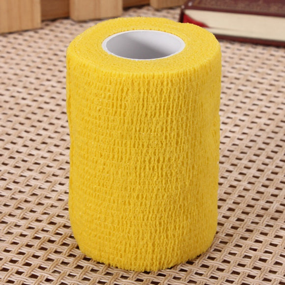 4pcs Yellow Ourdoor Sports Self-adhesive Elastic Gauze Tape Care Bandage