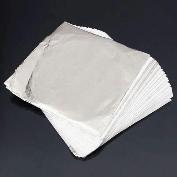 100 Leaves Silver Leaf Sheets For Gilding Decoration Art Work Craft 14 x 14cm