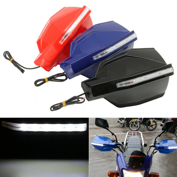 Pair 7/8inch 22mm LED Handlebar Handguard Protector Motorcycle Bike Universal