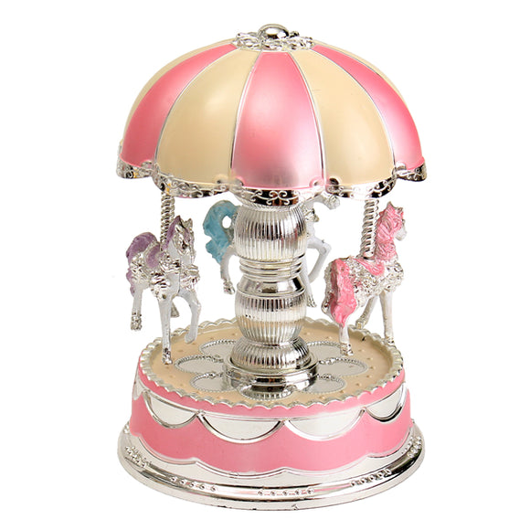 Plastic Carousel Music Box with Flashlight for Birthday Christmas Gift