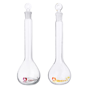 10/25/50/100/250ML Transparent Glass Volumetric Flask With Stopper Lab Glassware Kit