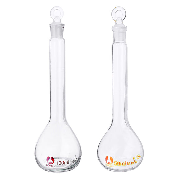 10/25/50/100/250ML Transparent Glass Volumetric Flask With Stopper Lab Glassware Kit