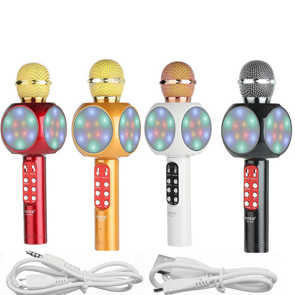 WS-1816 Wireless bluetooth Multifunctional  Karaoke Microphone Mic With LED Light