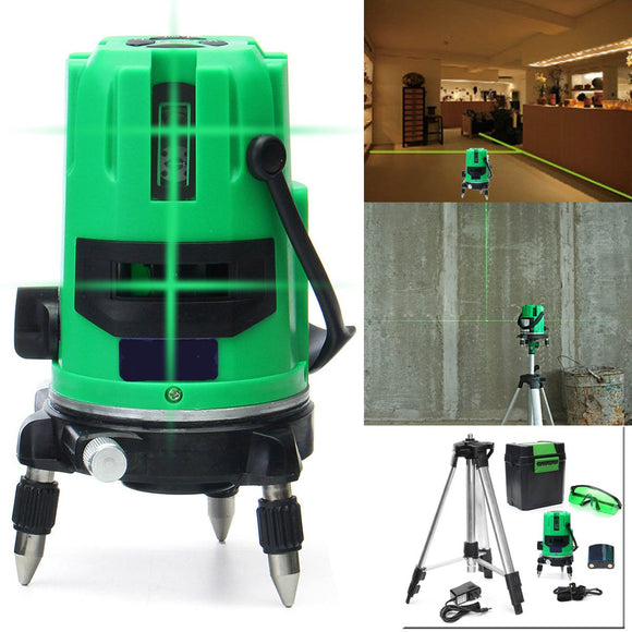 Green 2 Line 2 Points Laser Level 360 Rotary Laser Line Self Leveling with Tripod
