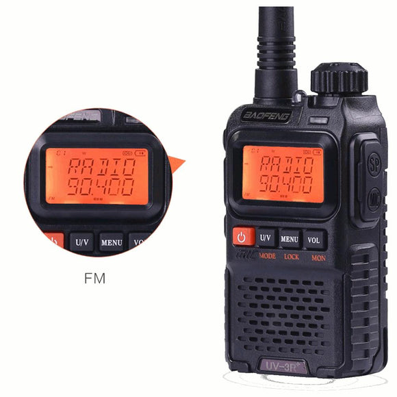 BAOFENG UV3R Plus Mini Walkie Talkie Intercom UHF VHF Dual Band Dual Display Full Channels FM Radio Flashlight