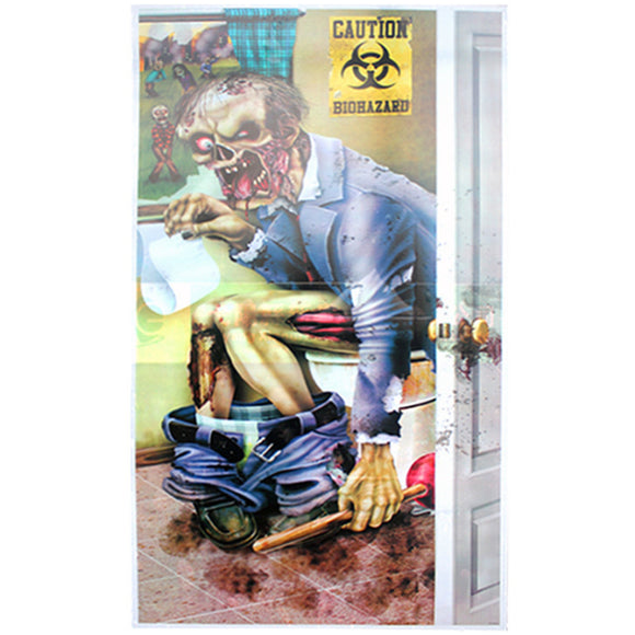 Zombie Restroom Door Cover Decorations Halloween Party Horror Creepy Scary Poster