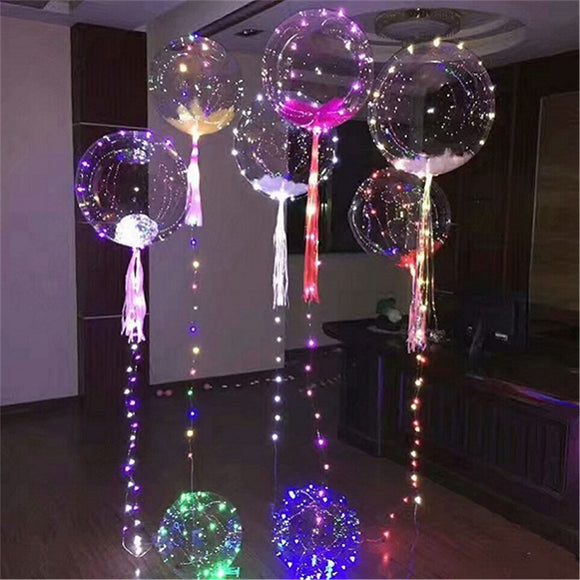 12/18/24 Inches Luminous Led Balloon Transparent Round Bubble Christmas Decor + LED Rope