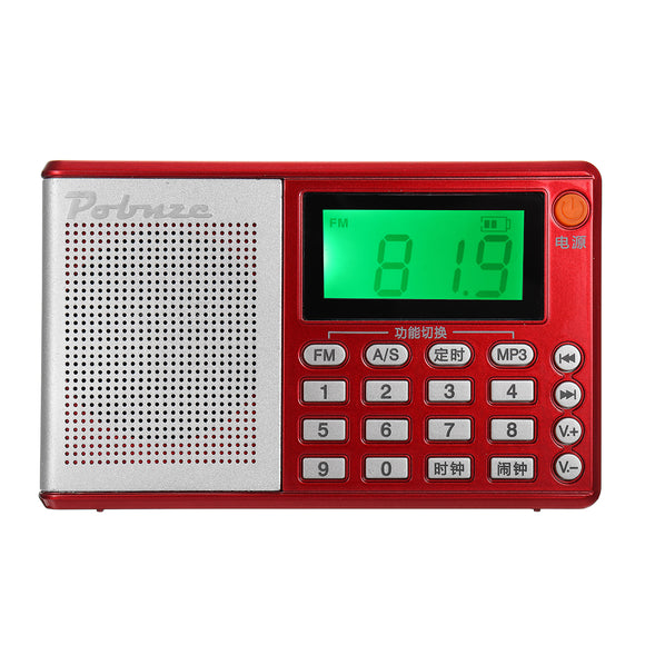 Portable Pocket Radio FM AM SW Speaker TF Card LCD Digital Audio MP3 Music Player USB Clock Alarm