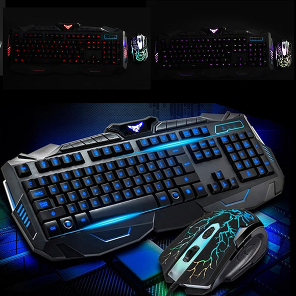 104Keys USB LED Light Gaming Keyboard and Optical Mouse Set Kit for Computer PC Gamer