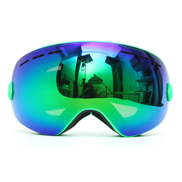 Snowboard Ski Goggles Two Layers Lens Motorcycle UV Protection Anti-fog Green