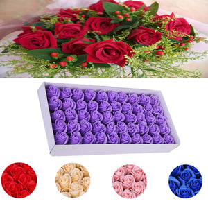 KCASA 50Pcs Rose Bath Soap Body Cleaning Flower Soap Wedding Party Girlfriend Floral +Gift