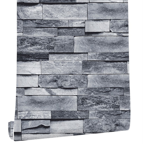 Wallpaper Bricks Slate Textured 3D Effect Grey Brick Tones Wall Paper 45cmx6m
