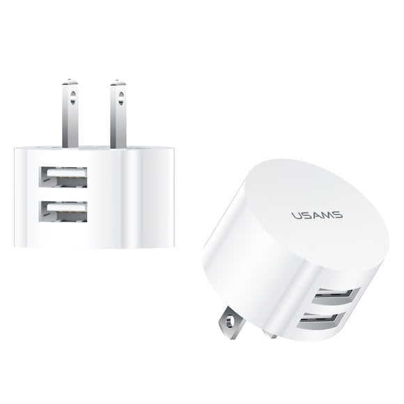 USAMS 2.1A Dual USB Port Fast Charging EU AU US Plug Travel Charger Adapter For iPhone X XS Oneplus 7 XIAOMI MI8 MI9 S10 S10+