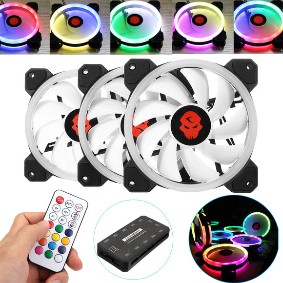 Coolmoon 3PCS 120mm Adjustable RGB LED Light Computer Case PC Cooling Fan with Remote