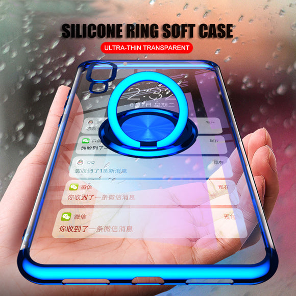 Bakeey Magnetic Car Holder Ring Holder Thin Color Plating Soft TPU Protective Case For Xiaomi Mi9/ Mi 9 Transparent Edition