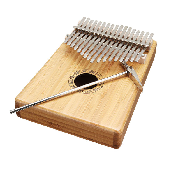 17 Keys Bamboo Thumb Piano Finger Percussion Kalimba With Tuning Hammer