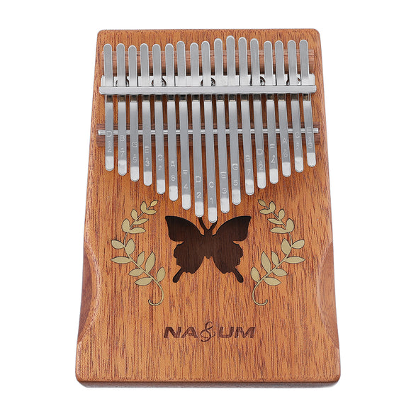 17 Keys Wood Butterfly Type Kalimbaa Finger Percussion Thumb Piano