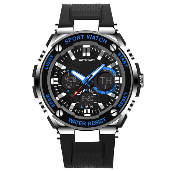 SANDA 733 Fashion Men LED Digital Watch Waterproof Silicone Strap Sport Watch