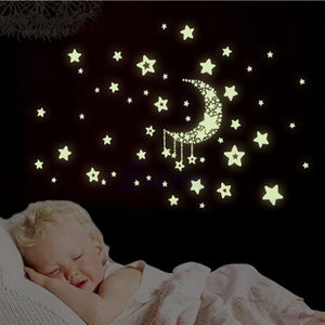 Miico Luminous Star and Moon Creative PVC Wall Sticker Home Decor Mural Art Removable Wall Decals