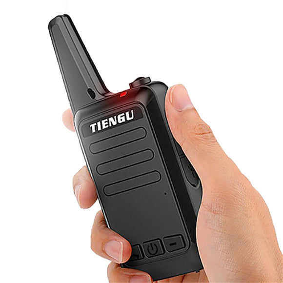TIENGU Mini Handheld 400-480Mhz Walkie Talkie 16CH Two Way Radio with LED Flashlight Back Clip