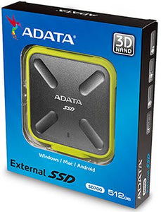 Adata SD700 series blacK+Yellow , external 3Dnand/TLC SSD 512Gb