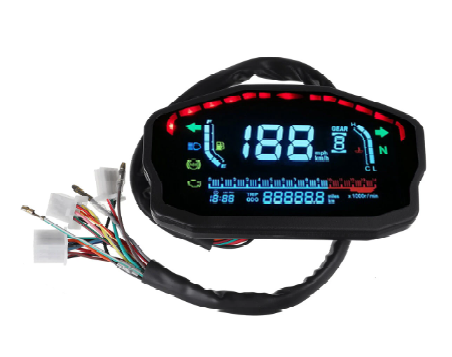 12V 14000RMP Motorcycle Digital LCD Speedometer Odometer Water Temperature Oil Gauge 2 / 4 Cylinders Waterproof
