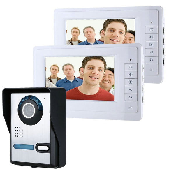 ENNIOSY819FA12 7 inch Video Door Phone Doorbell Intercom Kit with Night Vision Camera and 2 Monitors