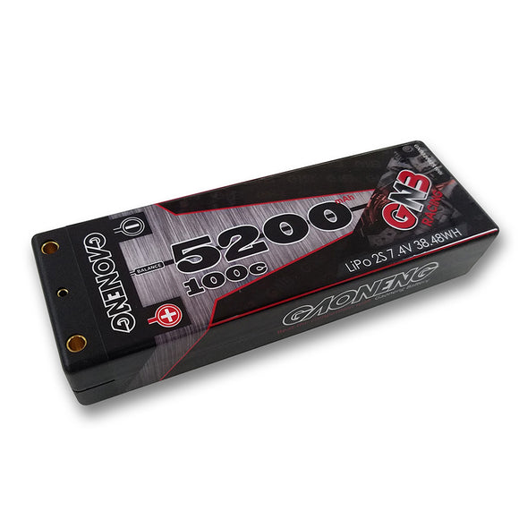 Gaoneng GNB 7.4V 5200mAh 100C 2S 1:12 38.48WH Lipo Battery T Plug For RC Car
