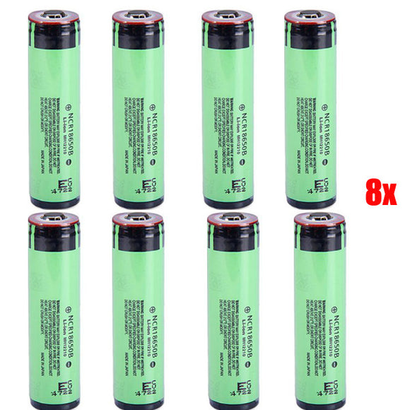 8PCS NCR18650B 3.7V 3400mAh Protected Rechargeable Lithium Battery