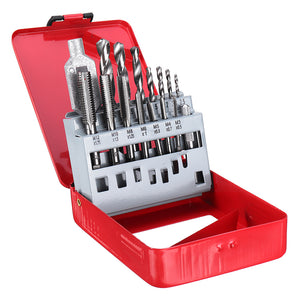 16Pcs/Set Screw Tap Drill Bit Set M3-M12 Metric Hand Tap with 2.5-10.2mm Twist Drill Bit