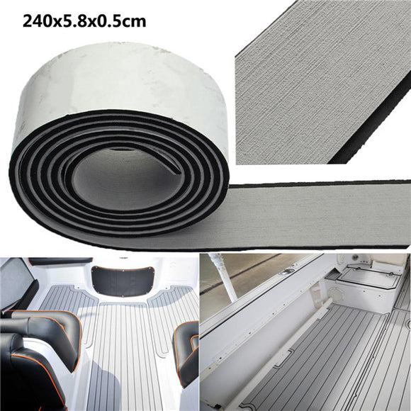 240x5.8x0.5cm EVA Flooring Faux Imitation Teak Gray&Black Decking Boat Flooring Sheet Pad