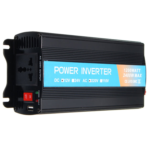 2400W Peak DC 12V to AC 220V Solar Power Inverter USB Modified Sine Wave Converter