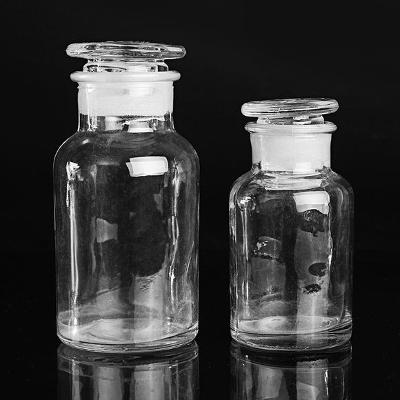 Clear Glass Wide Mouth Bottle Chemical Reagent Storage Bottle Lab Glassware 60/125/250/500mL