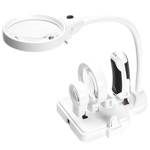 Multi-functional 3 Lens 2.5X 5X 16X Desktop Welding LED Magnifier