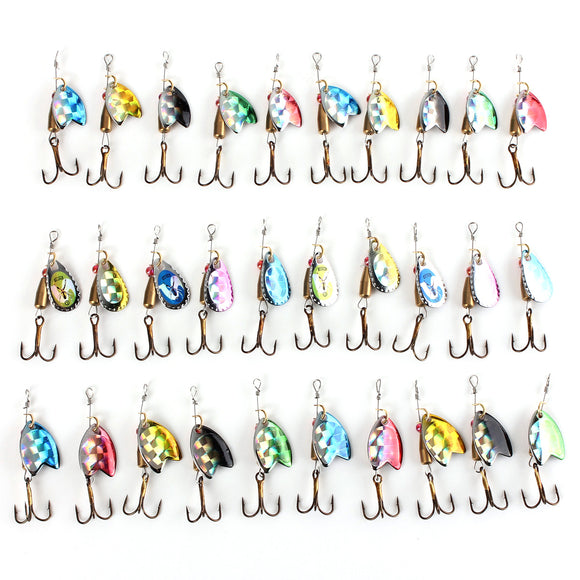 ZANLURE Fishing Lures Spinner Baits Assorted Trout Metal Tackle Hook-30pcs