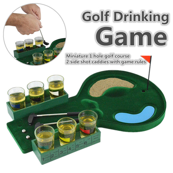 Desktop Mini Golf Drinking Club Bar Game + Glass Cups Shot Putter Miniature Kit