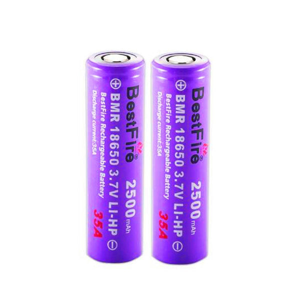 2PCS BestFire 18650 Battery 2500mAh 35A 3.7V Rechargeable Lithium Battery