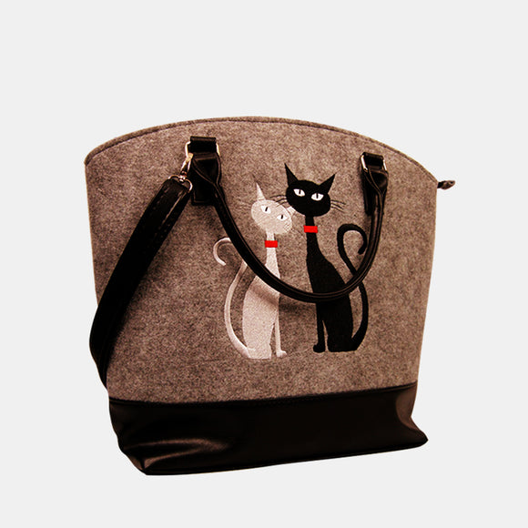 Women Large Capacity Crossbody Bag Cat Pattern Handbag Shoulder Bag