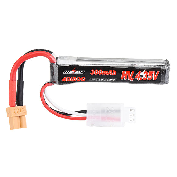 URUAV 7.6V 300mAh 40C/80C 2S HV 4.35V Lipo Battery XT30 Plug for BETAFPV Whoop Quadcopter