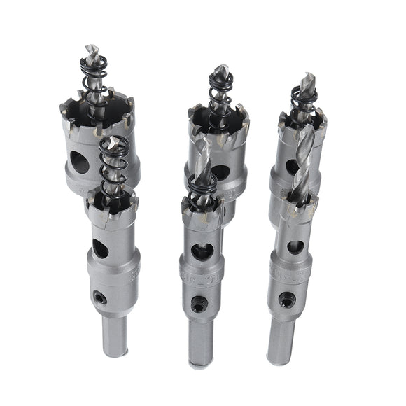 Drillpro 6Pcs TCT Carbide Hole Saw Cutter Drill Bit Set for Stainless Steel Metal