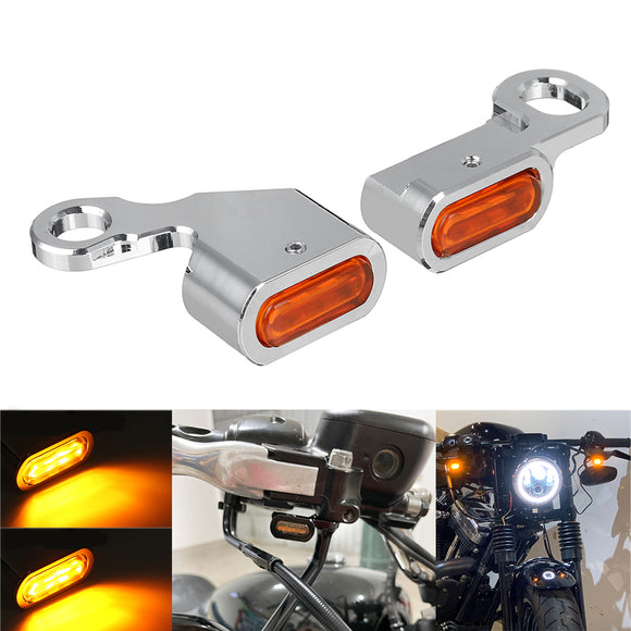 2Pcs Motorcycle Amber LED Mini Turn Signal Indicator Running Light Lamp For Harley