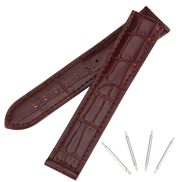 20/22mm Brown Leather Replacement Watchband With Spring Bars For OMEGA Seamaster
