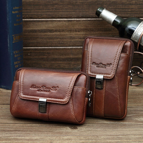 Men Crossbody Bag Genuine Leather Casual 5/5.5/6 Inches Phone Bag Waist Bag