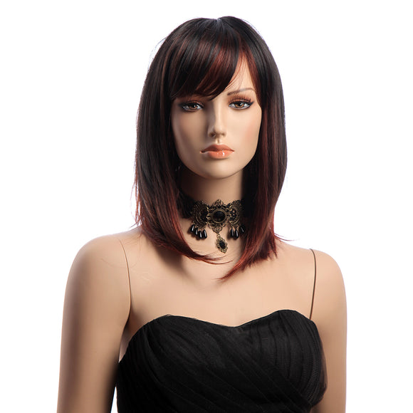 16 Inches Medium Long Straight KANEKALON Full Wig Color Gradation Synthetic Hair Wigs