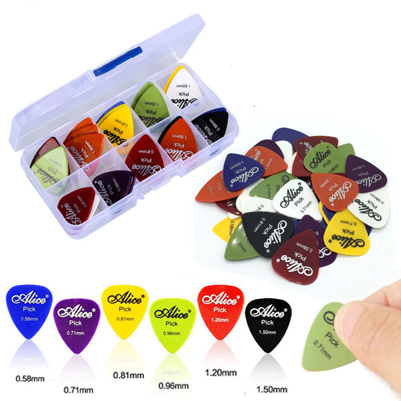 Zebra 50Pcs Electric Guitar Thumb Finger Picks with Case 0.58/0.71/0.81/0.96/1.20/1.50mm Thickness