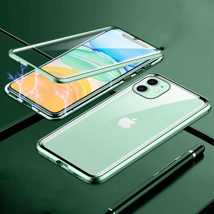 Bakeey Plating Magnetic Adsorption Metal Double-sided Tempered Glass Protective Case For iPhone 11