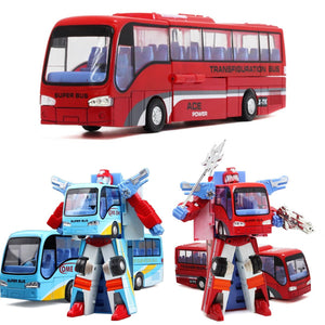 Blue/Red Robot Bus Transformer Toy For Children