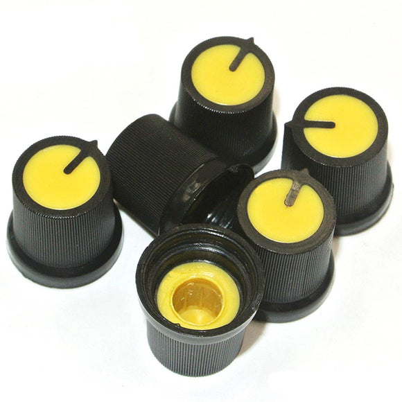 50Pcs Yellow Plastic For Rotary Taper Potentiometer Hole 6mm Knob