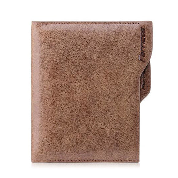 9 Card Slots Men Genuine Leather Retro Business Short Wallet Solid Multicard Card Holder Coin Bag